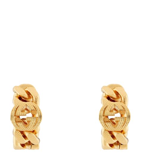 hoop gucci earrings|gucci interlocking gg earrings.